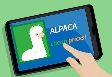 Illustration of a tablet showing an alpaca